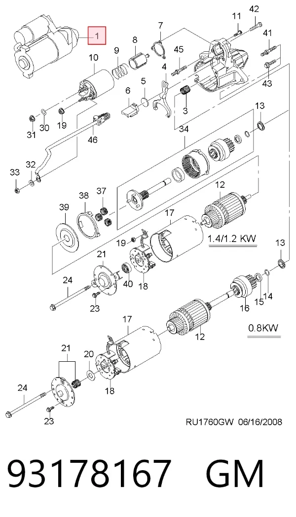 Motor de arranque 93178167 General Motors