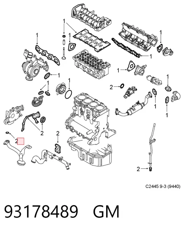 Juego de juntas inferiores del motor 93178489 General Motors