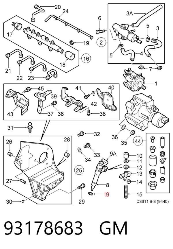 Junta de inyectores 93178683 General Motors