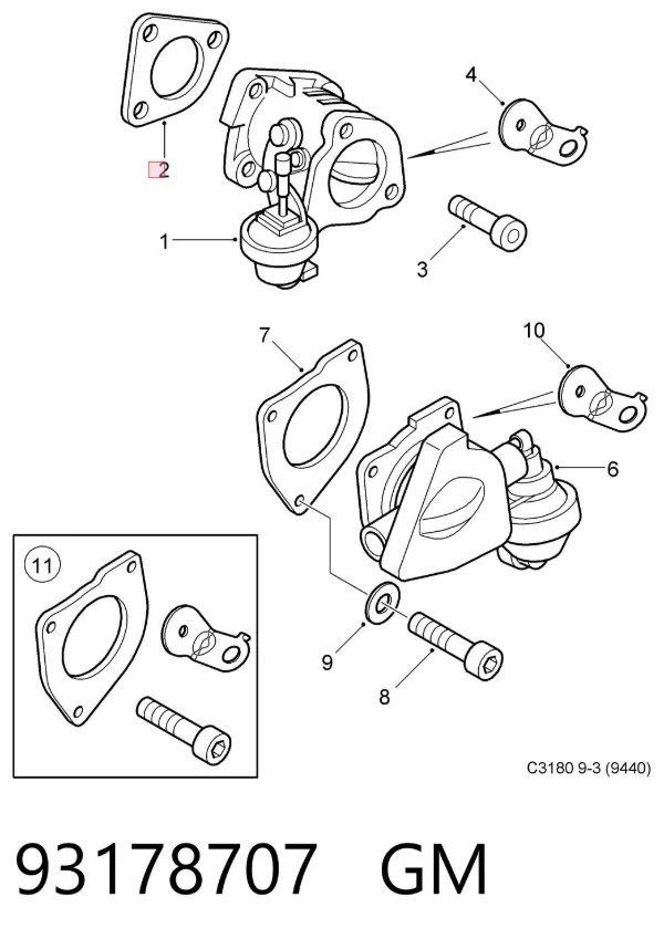 Junta cuerpo mariposa 93178707 General Motors