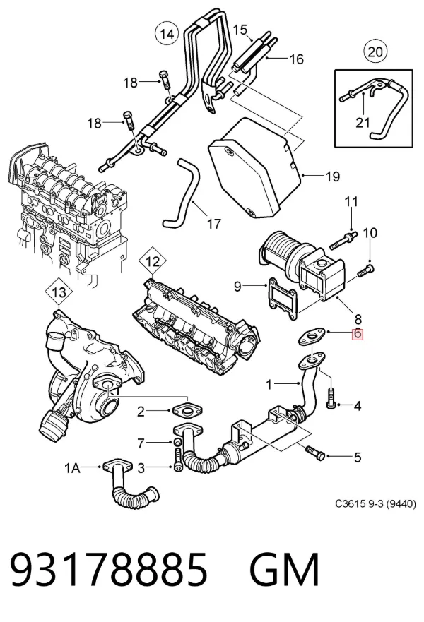 Junta de válvula EGR 93178885 General Motors