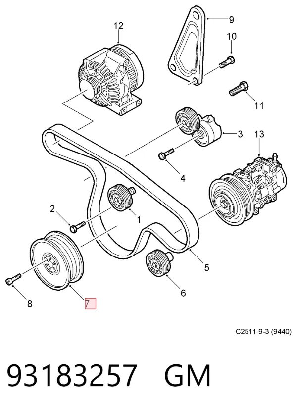 Polea de cigüeñal 93183257 General Motors