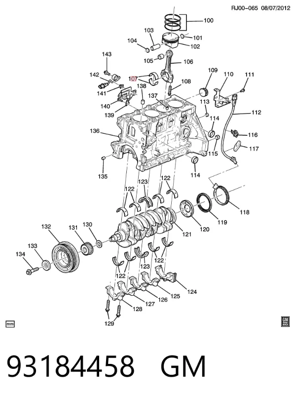 Cojinetes de biela 93184458 General Motors