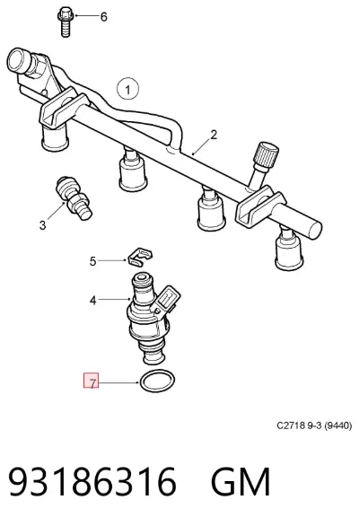 Arandela de asiento del inyector GM 93186316