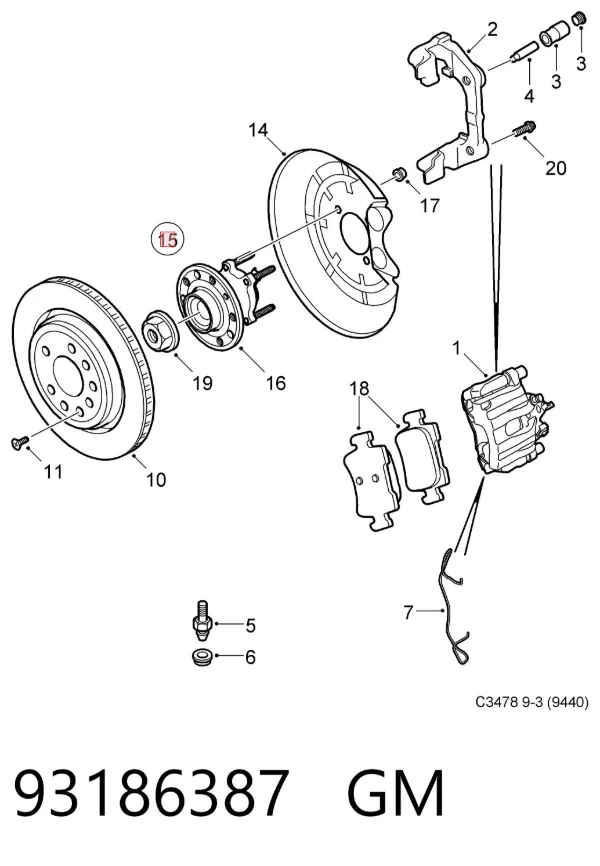 Buje de rueda delantero 93186387 General Motors