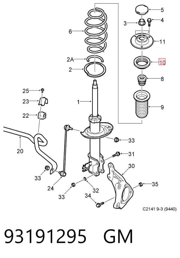 Rodamiento de soporte del amortiguador delantero 93191295 General Motors