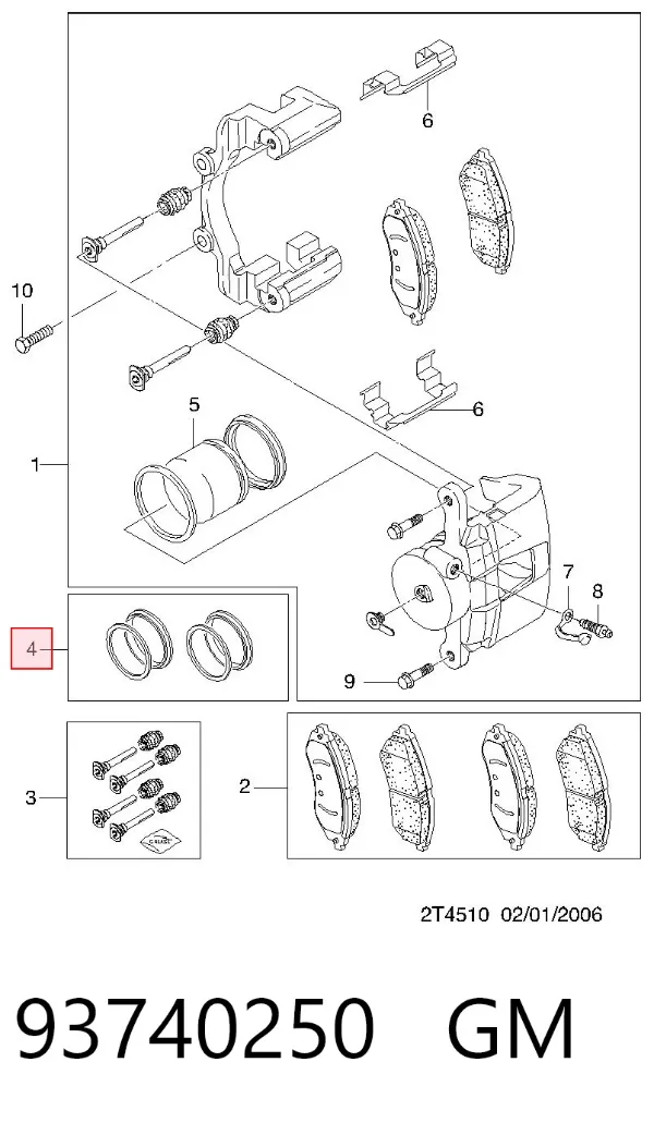 Kit de reparación de pinzas de freno 93740250 General Motors