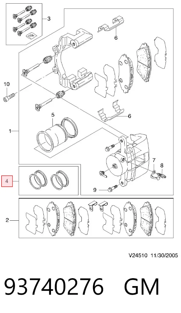 Kit de reparación de pinzas de freno 93740276 General Motors