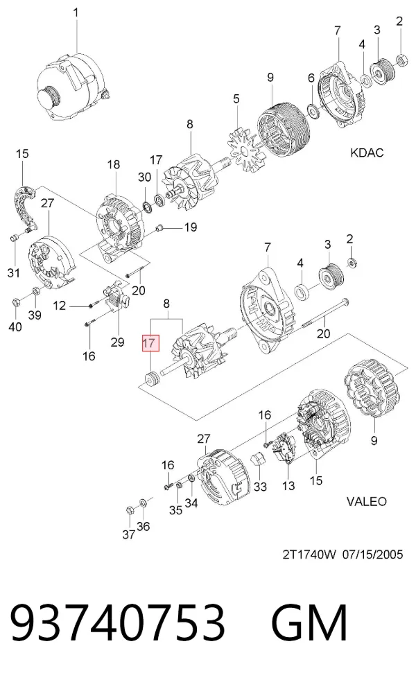 Rodamiento alternador 93740753 General Motors