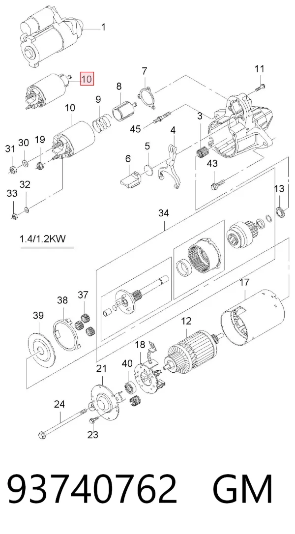 Solenoide de arranque 93740762 General Motors