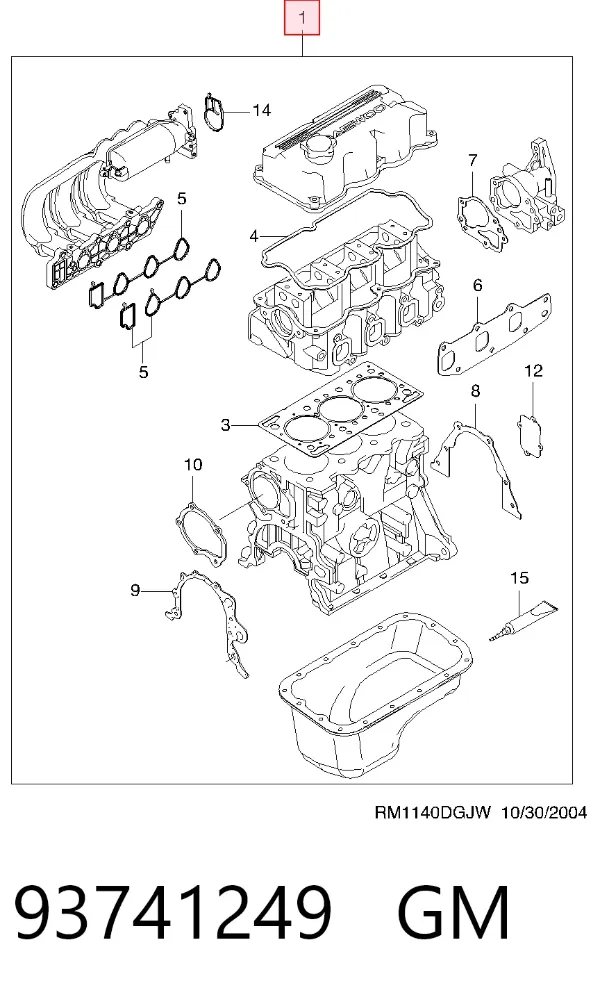 Juego de juntas superiores de motor 93741249 General Motors