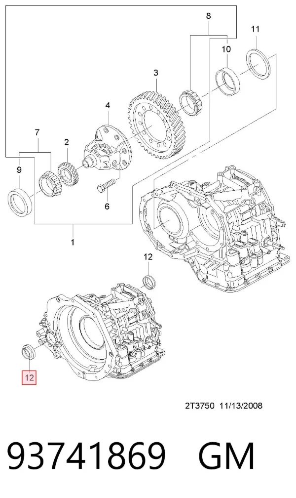 Retén del semieje delantero izquierdo 93741869 General Motors