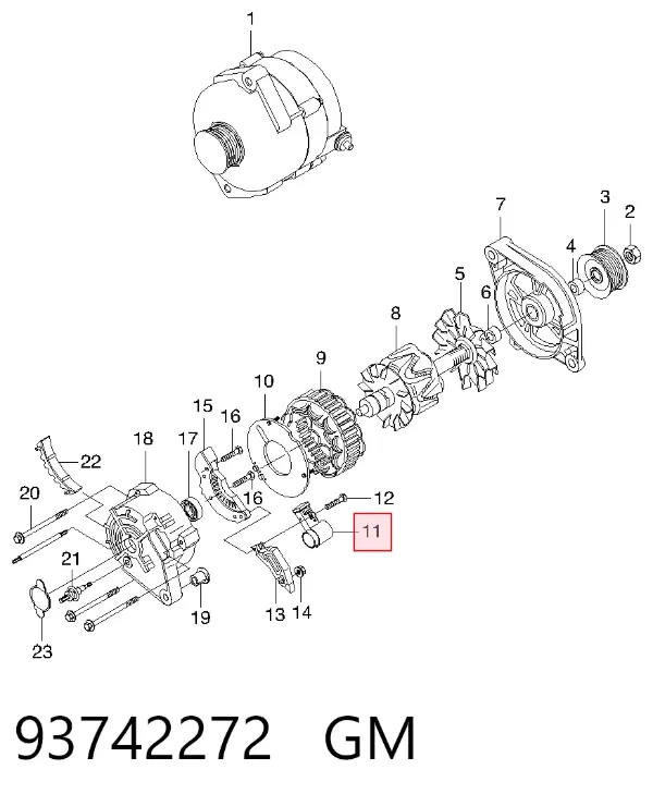 Portaescobillas de alternador 93742272 General Motors