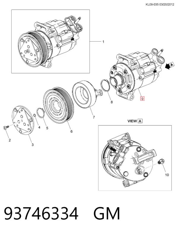 Compresor de aire acondicionado 93746334 General Motors