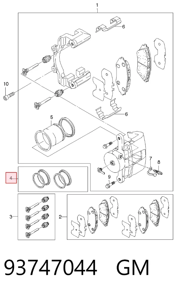 Kit de reparación de pinzas de freno 93747044 General Motors