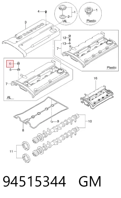 Perno de tapa de válvula de culata GM 94515344