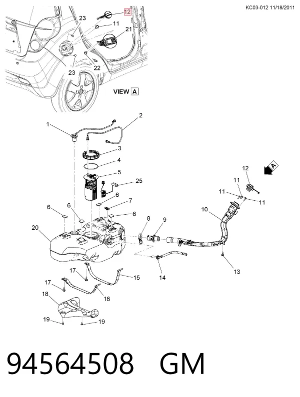 Tapa de depósito de combustible 94564508 General Motors