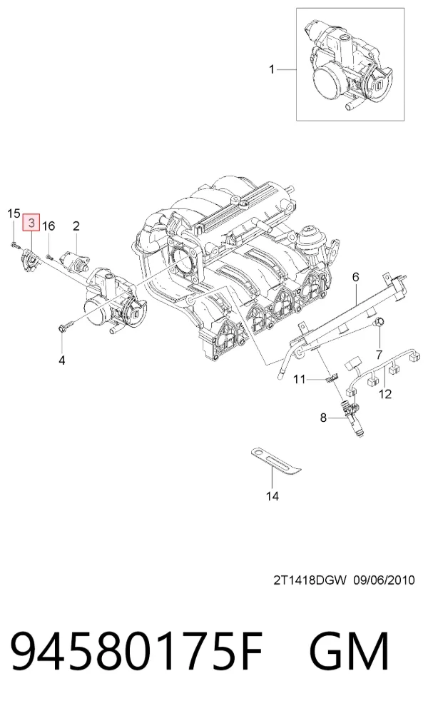 Sensor TPS 94580175F General Motors