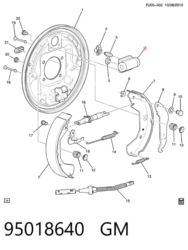 Cilindro de freno de rueda trasera 95018640 General Motors