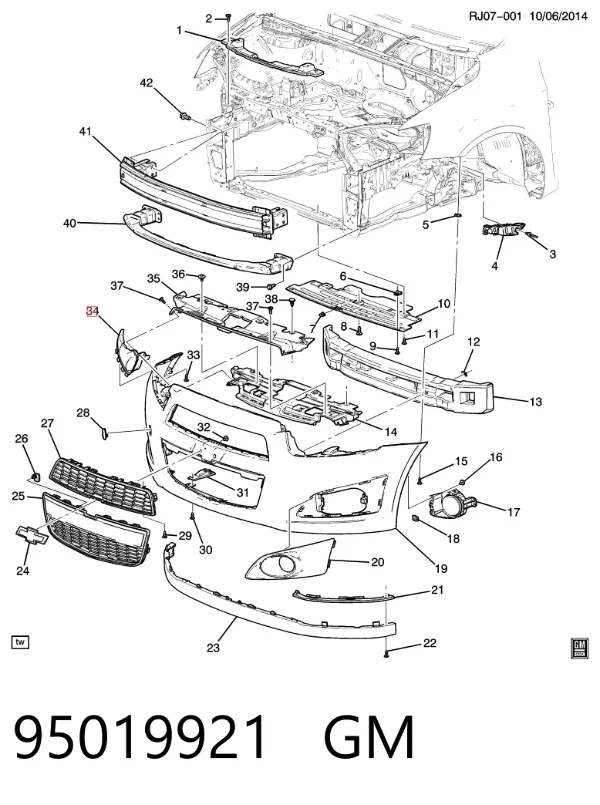 Soporte de fijación del faro delantero izquierdo 95019921 General Motors