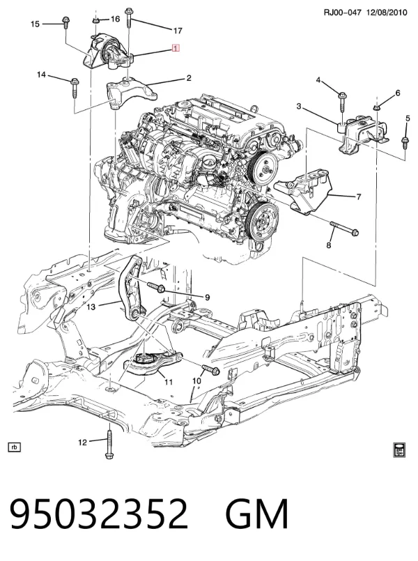 Soporte de motor derecho 95032352 General Motors