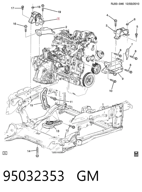 Soporte izquierdo del motor 95032353 General Motors