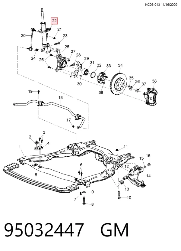 Amortiguador delantero izquierdo 95032447 General Motors
