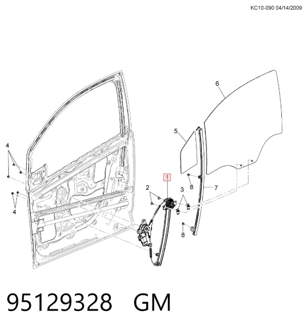 Mecanismo de elevalunas delantero izquierdo 95129328 General Motors