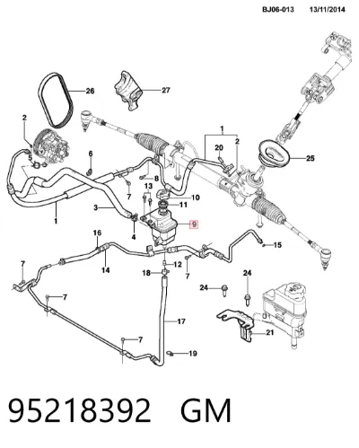 Depósito de la bomba de dirección asistida GM 95218392
