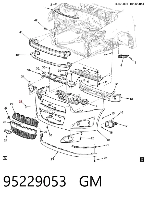 Tapa del enganche de remolcado delantera Chevrolet Aveo III