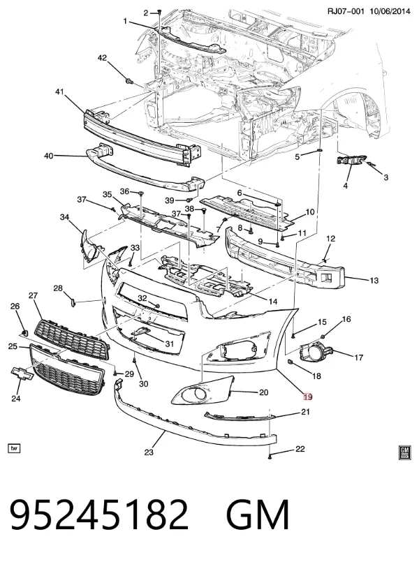 Paragolpes 95245182 General Motors