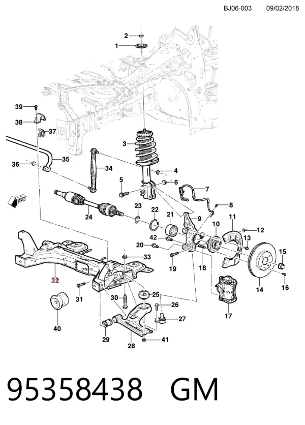 Puente delantero 95358438 General Motors