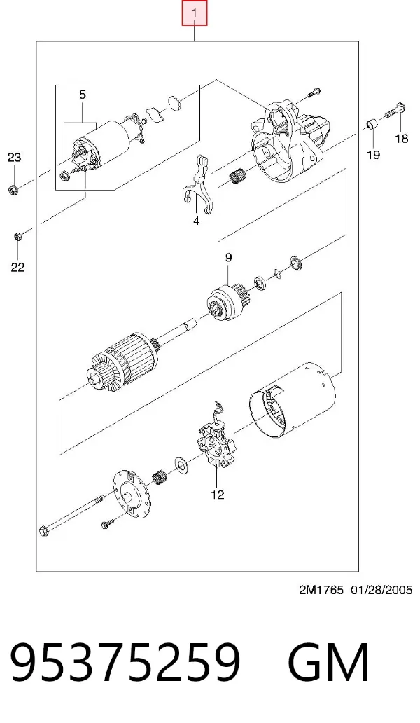 Motor de arranque 95375259 General Motors