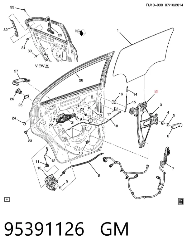 Mecanismo de elevalunas de la puerta trasera derecha Chevrolet Aveo III