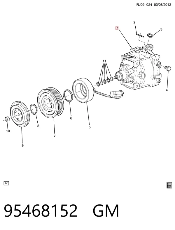 Compresor de aire acondicionado 95468152 General Motors