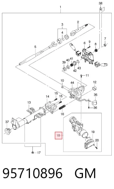 Carcasa del cilindro de encendido GM 95710896