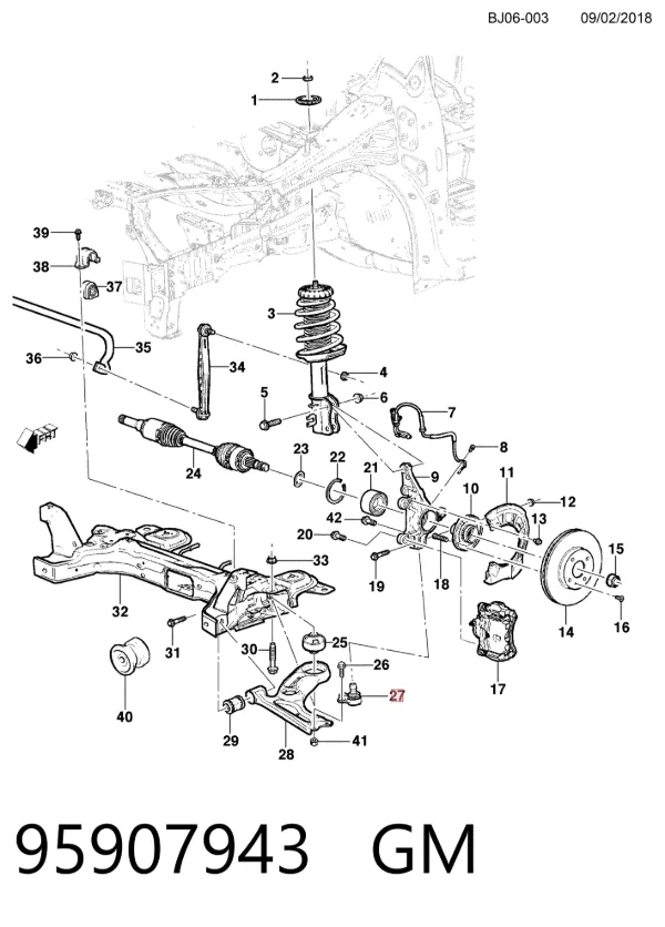 Rótula inferior de suspensión 95907943 General Motors