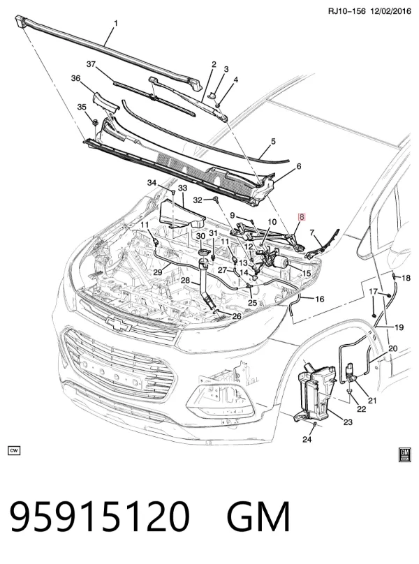 Varilla de limpiaparabrisas 95915120 General Motors