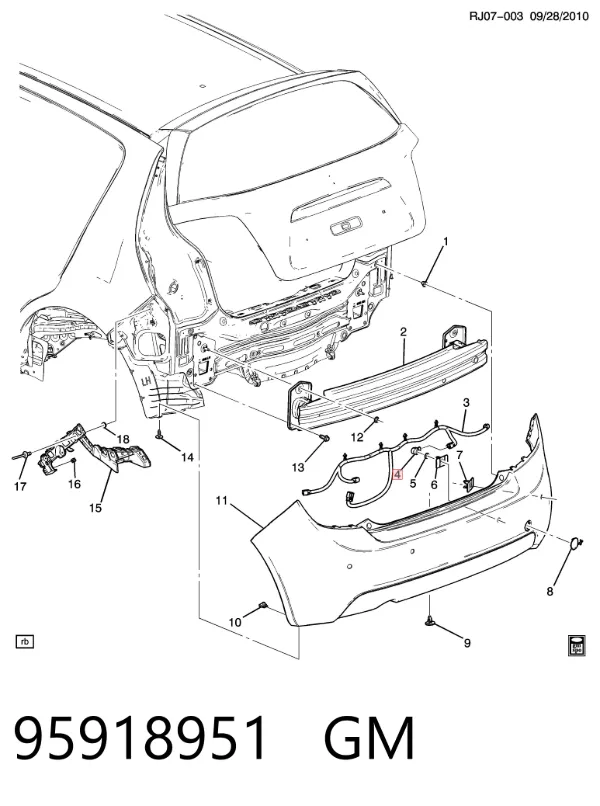 Sensor de aparcamiento trasero 95918951 General Motors