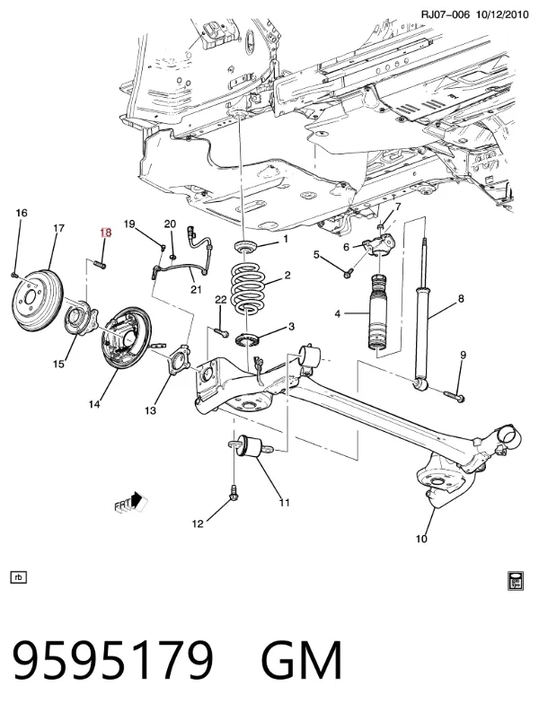 Perno de cubo 9595179 General Motors