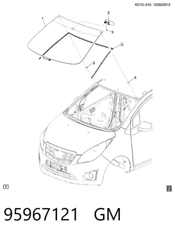Moldura de parabrisas 95967121 General Motors