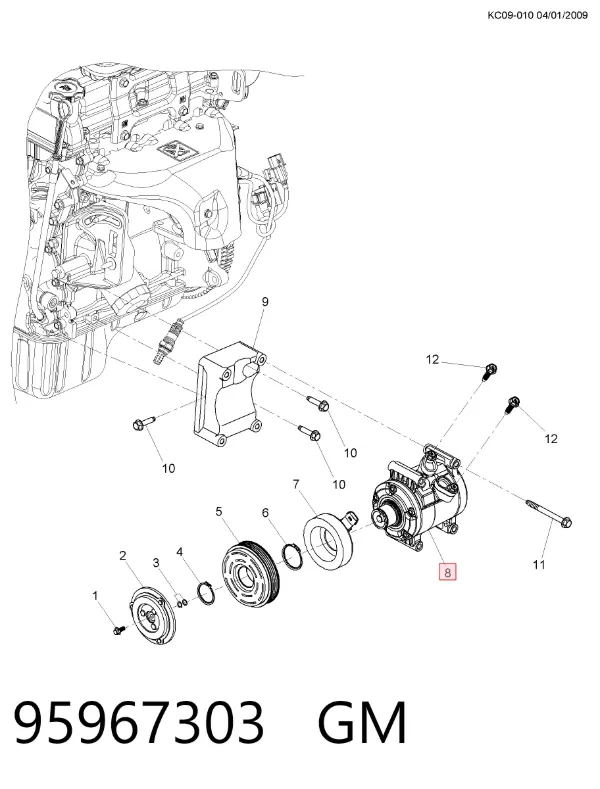 Compresor de aire acondicionado 95967303 General Motors