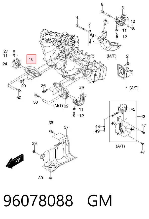 Soporte derecho del motor 96078088 General Motors