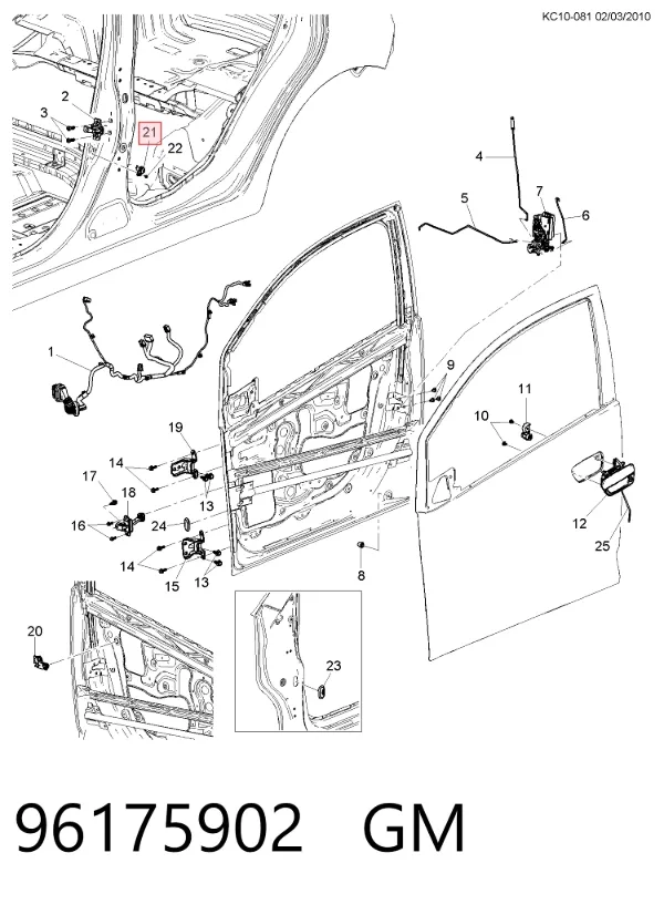 Sensor, interruptor, contacto de puerta  96175902 General Motors