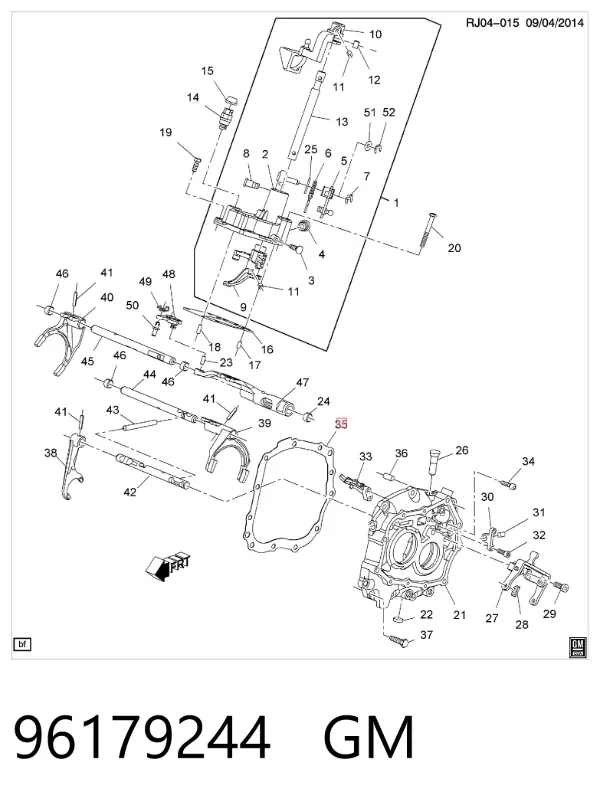 Junta de tapa de caja de cambios 96179244 General Motors
