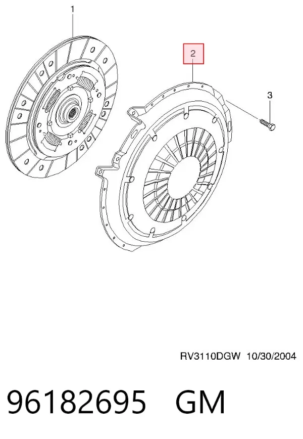 Plato de presión de embrague 96182695 General Motors