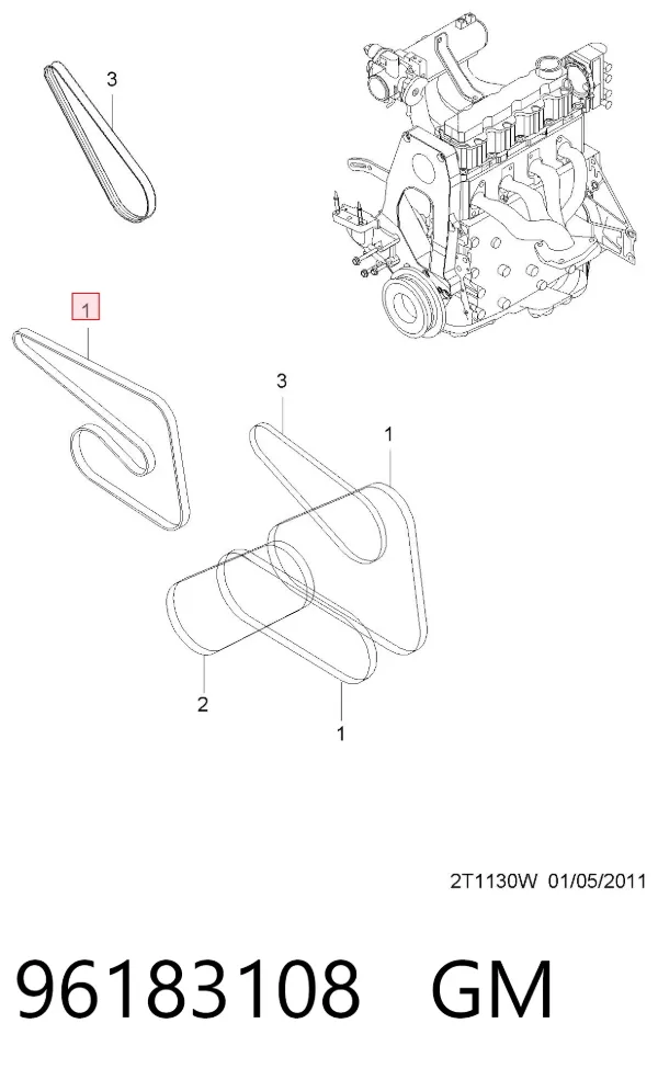 Correa de alternador 96183108 General Motors