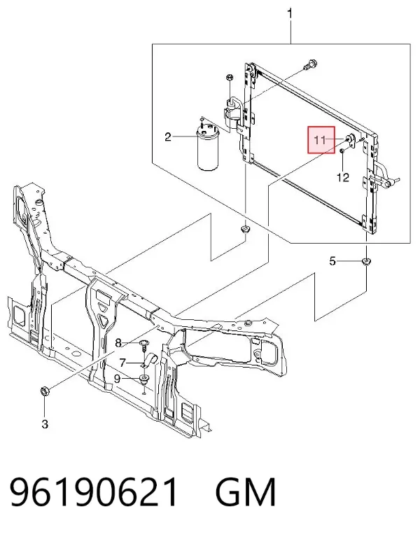 Soporte de montaje del radiador del aire acondicionado 96190621 General Motors