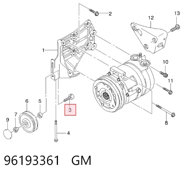 Eje del rodillo tensor de la correa de transmisión 96193361 General Motors