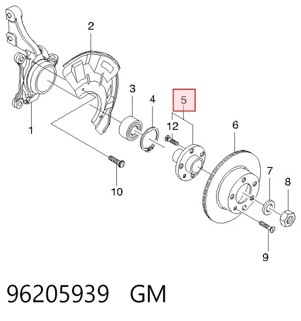 Buje de rueda delantero 96205939 General Motors